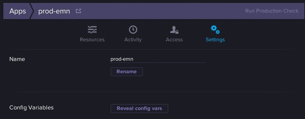 Reveal config vars