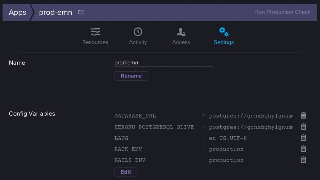Reveal config vars