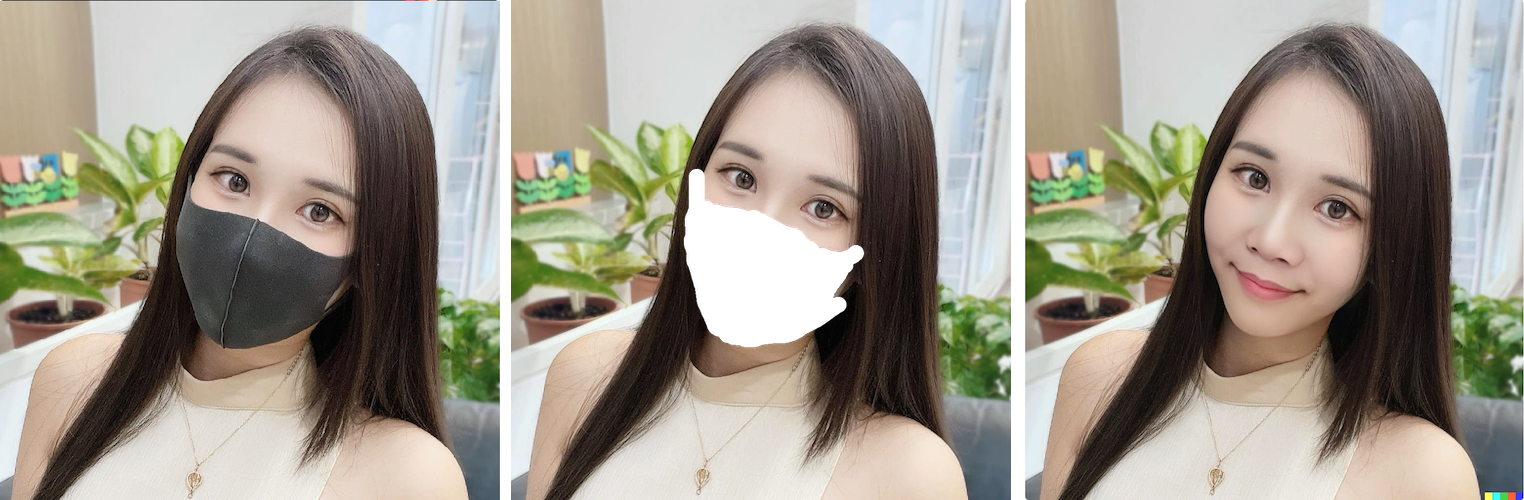 DALL·E 2 編輯圖片移除口罩