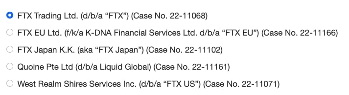 Scheduled Claim Information