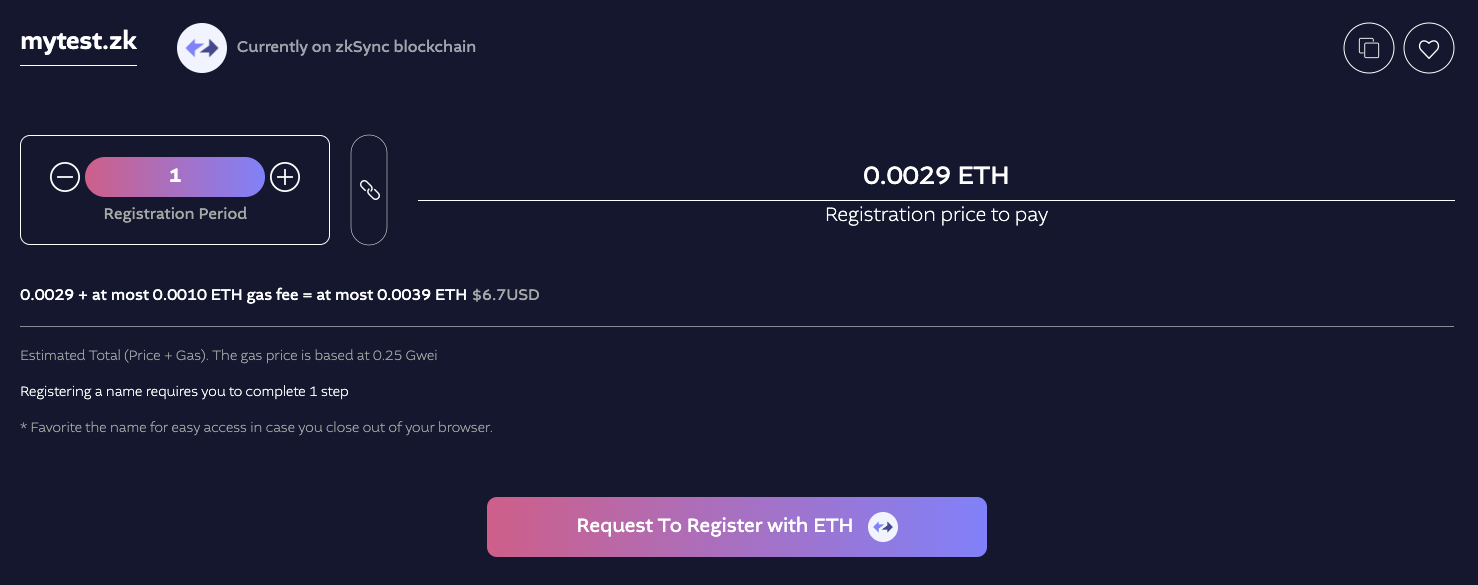 zkSync Name Service Register